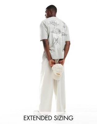 ASOS DESIGN oversized t-shirt in grey with back renaissance print - ASOS Price Checker