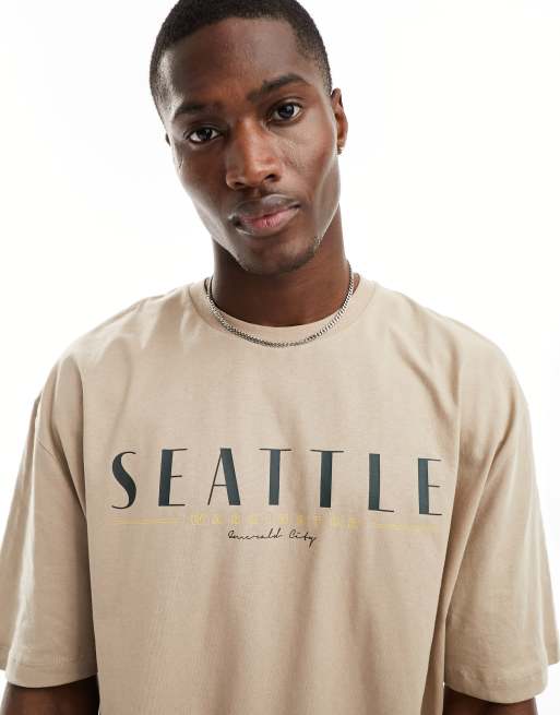 Asos Design T Shirt Oversize Avec Imprimé Seattle Sur La Poitrine