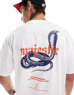 DESIGN - T-shirt oversize avec imprimé serpent au dos - Blanc