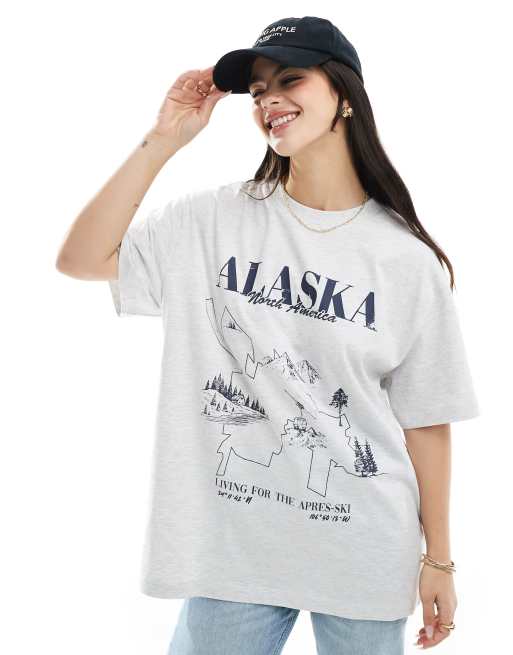 ASOS DESIGN - T-shirt oversize avec imprimé ski Colorado - Glacier chiné