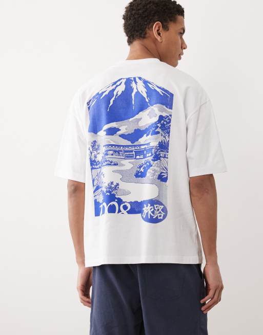 ASOS DESIGN - T-shirt oversize avec imprimé style montagne - Blanc