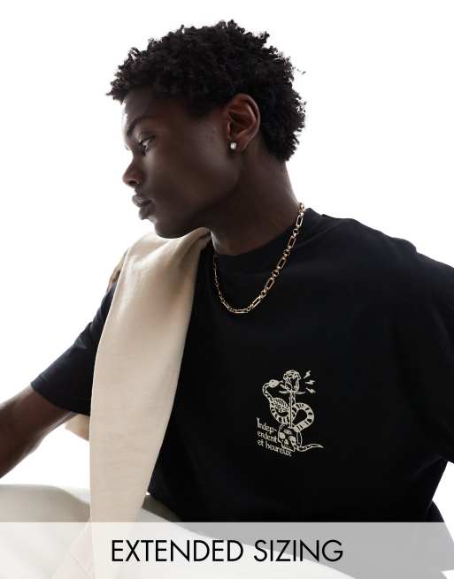 ASOS DESIGN - T-shirt oversize avec imprimé tête de mort sur le devant - Noir