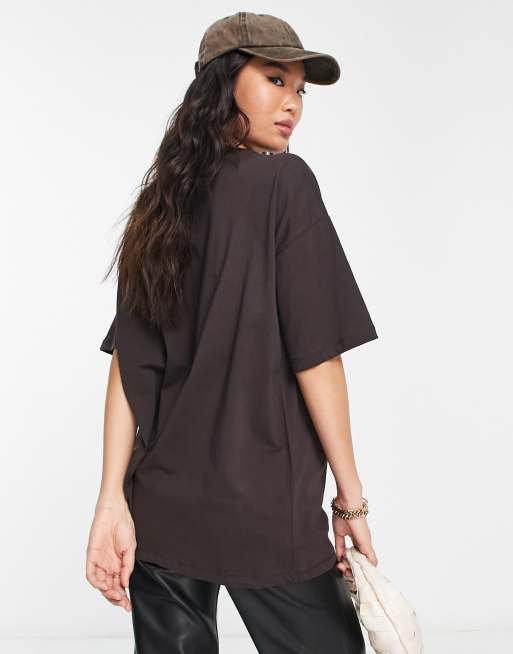ASOS DESIGN - T-shirt oversize avec imprimé thermocollé Fearless World Tour - Marron, 2 de 4