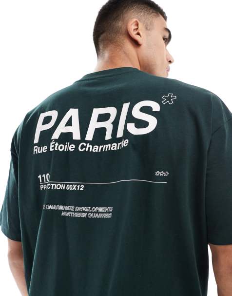 ASOS DESIGN - T-shirt oversize avec imprimé ville au dos - Vert foncé - view 1