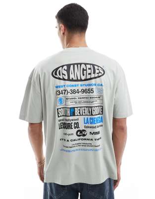 ASOS DESIGN - T-shirt oversize avec imprimé ville - Gris