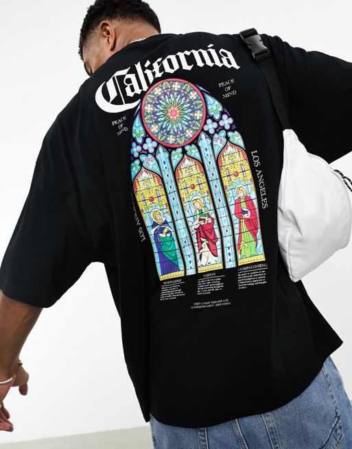 ASOS DESIGN - T-shirt oversize à imprimé Los Angeles au dos - Noir