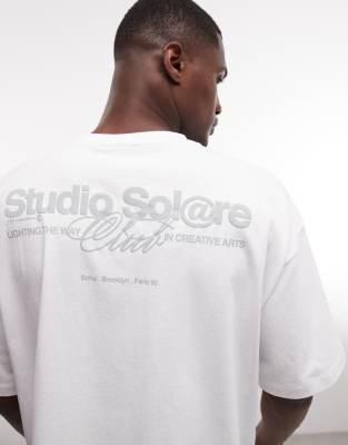 ASOS DESIGN - T-shirt oversize avec inscription en relief - Blanc