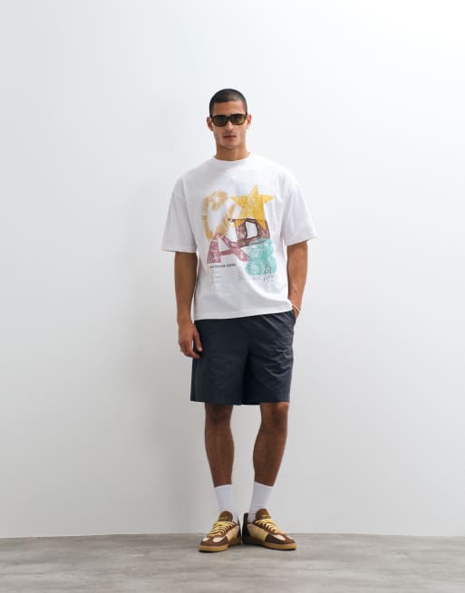 ASOS DESIGN - T-shirt oversize avec inscription griffonnée - Blanc, 4 de 5
