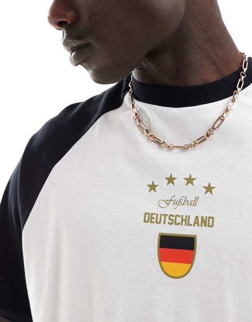 ASOS DESIGN - T-shirt oversize avec manches raglan et imprimé Allemagne sur la poitrine - Blanc, 4 de 4