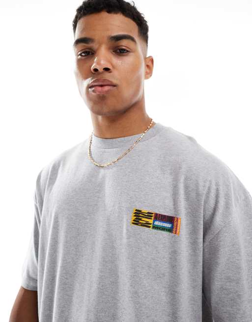 ASOS DESIGN - T-shirt oversize avec motif à l'avant et au dos - Gris chiné, 2 de 4
