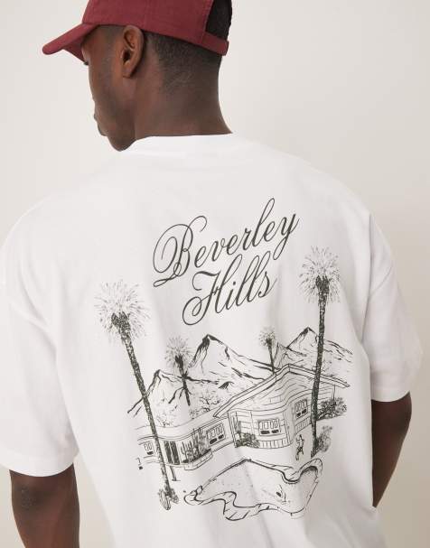 ASOS DESIGN - T-shirt oversize avec motif Beverly Hills - Blanc - view 1