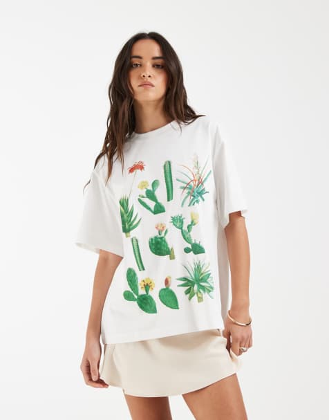 ASOS DESIGN t-shirt oversize avec motif cactus blanc - view 1