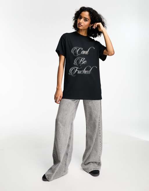 ASOS DESIGN - T-shirt oversize avec motif Can't Be Fucked effet chrome - Noir, 3 de 3