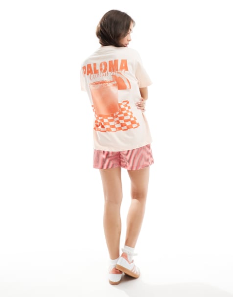 ASOS DESIGN - T-shirt oversize avec motif cocktail et Paloma - Pêche - view 1