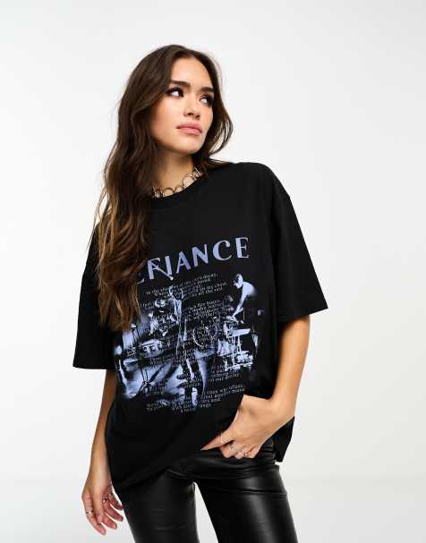 ASOS DESIGN - T-shirt oversize avec motif Defiance - Noir - view 1
