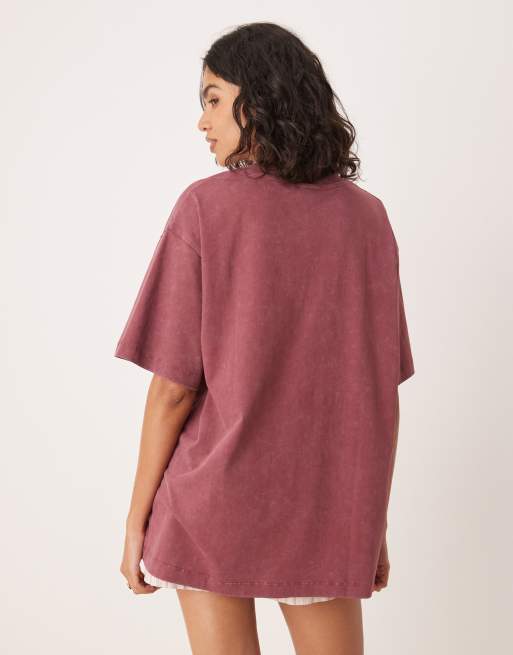 ASOS DESIGN - T-shirt oversize avec motif Florence Gelato - Bordeaux délavé, 4 de 4