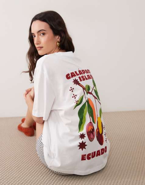 ASOS DESIGN T-shirt oversize avec motif Galapagos en blanc - view 1
