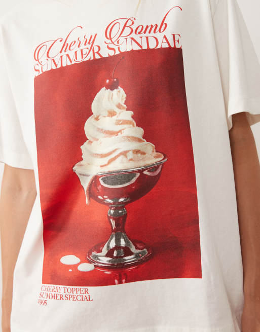 ASOS DESIGN t-shirt oversize avec motif glace d'été en crème, 2 de 4