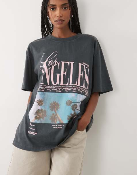ASOS DESIGN t-shirt oversize avec motif palmier Los Angles en blanc - view 1