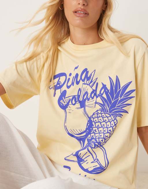 ASOS DESIGN - T-shirt oversize avec motif Pina Colada en relief - Babeurre, 4 de 4