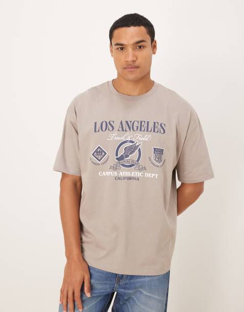 ASOS DESIGN - T-shirt oversize avec motif sportif sur le devant - Marron clair - view 1