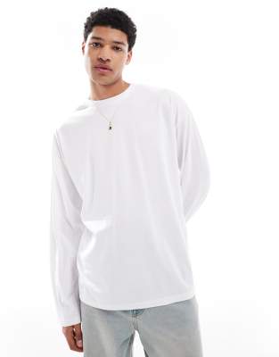 ASOS DESIGN - T-shirt oversize basique à manches longues - Blanc