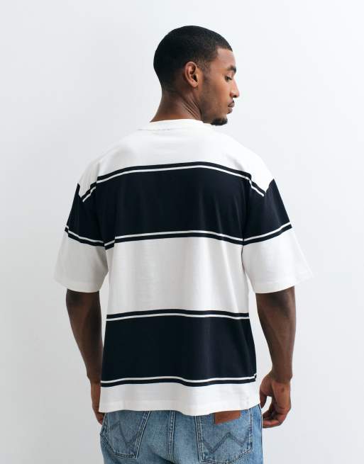 ASOS DESIGN - T-shirt oversize bianca a righe, 3 di 5