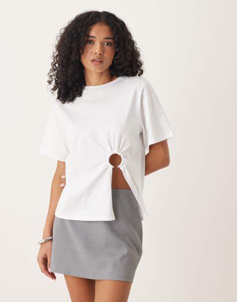 ASOS DESIGN - T-shirt oversize bianca con anello - view 1