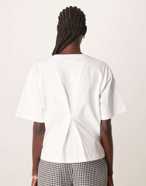 ASOS DESIGN - T-shirt oversize bianca con dettaglio a pieghe sul retro - view 1