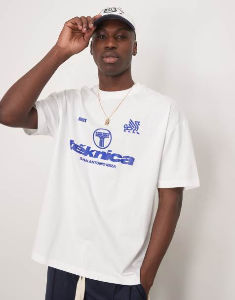 ASOS DESIGN - T-shirt oversize bianca con grafica a tema calcio - view 1