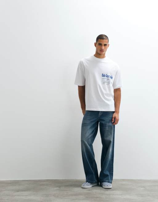 ASOS DESIGN - T-shirt oversize bianca con grafica Club, 5 di 5