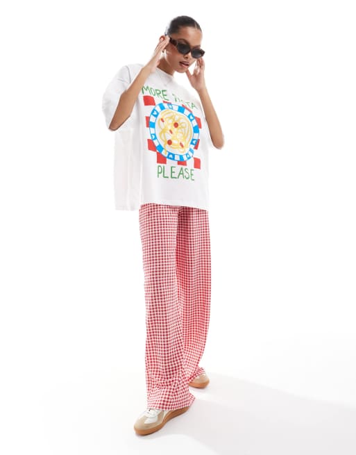 ASOS DESIGN - T-shirt oversize bianca con grafica con pasta, 4 di 4