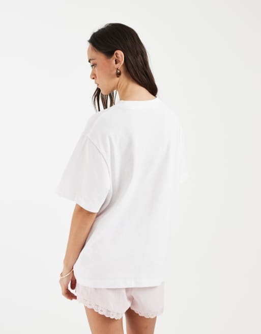 ASOS DESIGN - T-shirt oversize bianca con grafica di fiori vintage, 4 di 4