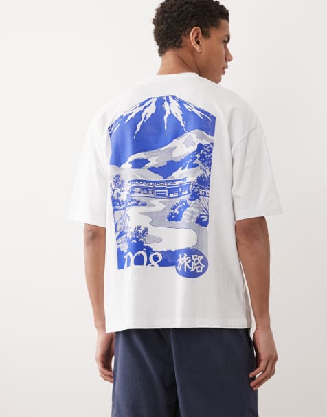 ASOS DESIGN - T-shirt oversize bianca con grafica di montagna - view 1