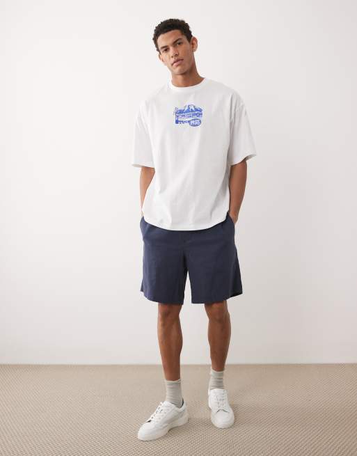 ASOS DESIGN - T-shirt oversize bianca con grafica di montagna  , 2 di 5