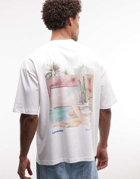 ASOS DESIGN - T-shirt oversize bianca con grafica di piscina - view 1