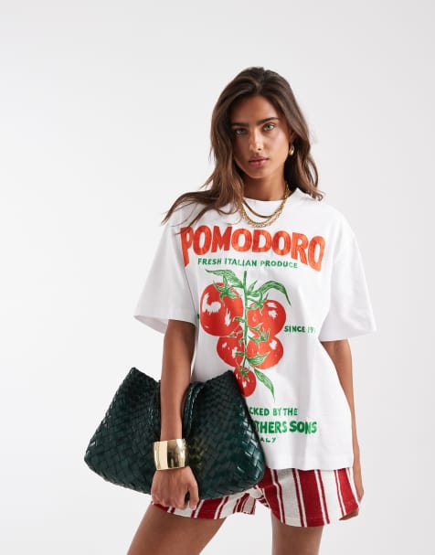 ASOS DESIGN - T-shirt oversize bianca con grafica di pomodori - view 1