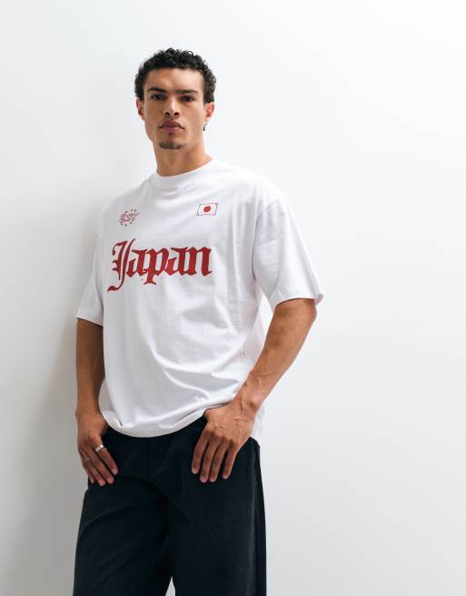 ASOS DESIGN - T-shirt oversize bianca con grafica Giappone, 3 di 5
