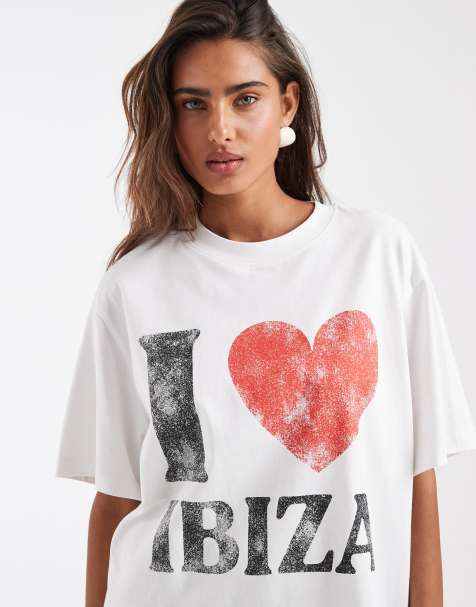 ASOS DESIGN - T-shirt oversize bianca con grafica "I Heart Ibiza - view 1