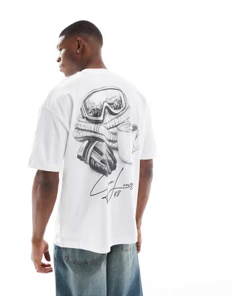 ASOS DESIGN - T-shirt oversize bianca con grafica ispirata allo sci - view 1