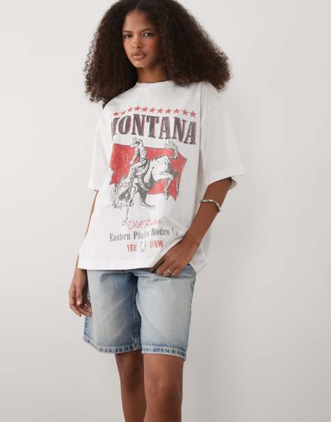 ASOS DESIGN - T-shirt oversize bianca con grafica Montana - view 1