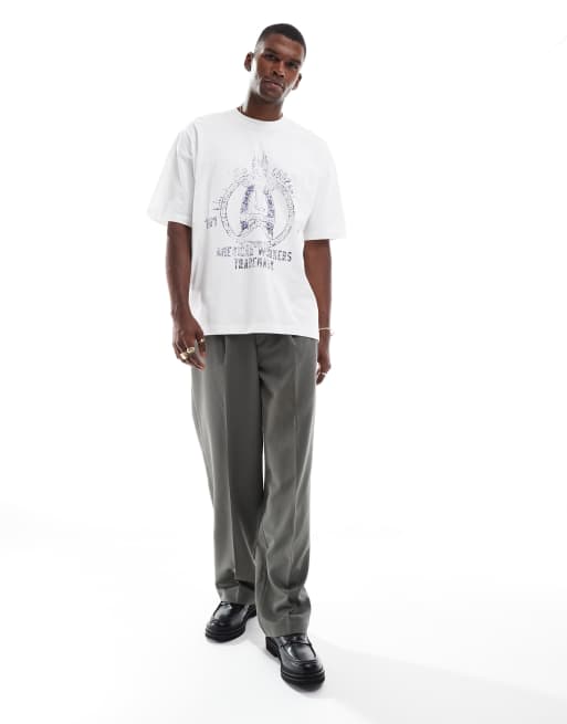 ASOS DESIGN - T-shirt oversize bianca con grafica stile college, 2 di 4