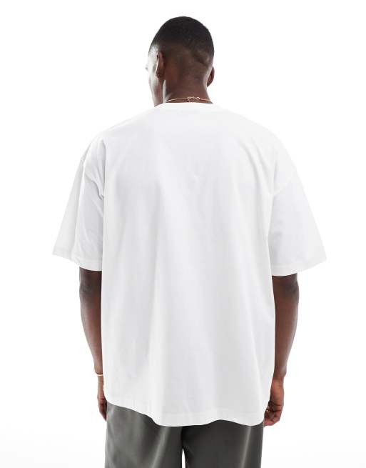 ASOS DESIGN - T-shirt oversize bianca con grafica stile college, 4 di 4