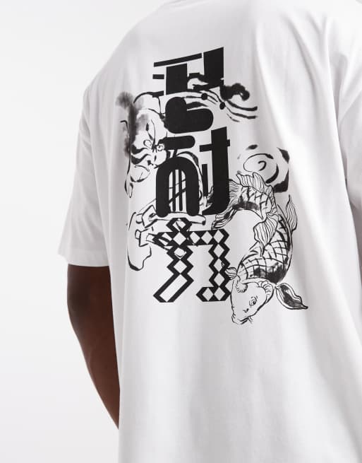 ASOS DESIGN - T-shirt oversize bianca con grafica stile souvenir, 5 di 5