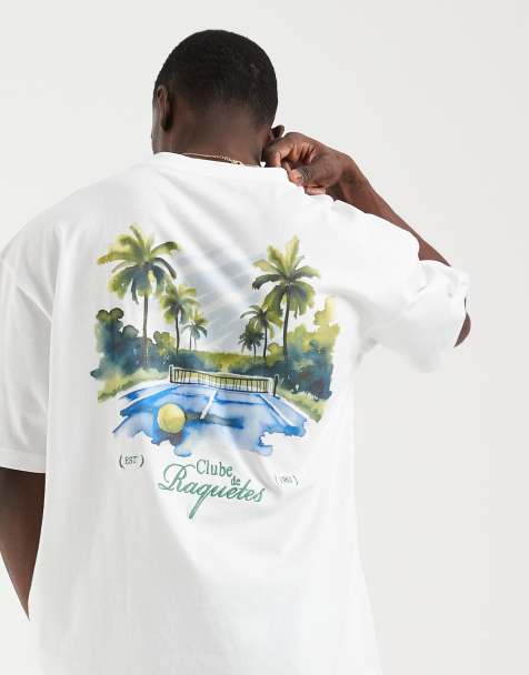 ASOS DESIGN - T-shirt oversize bianca con grafica stile tennis - view 1
