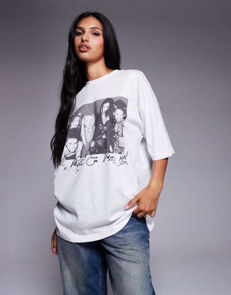 ASOS DESIGN - T-shirt oversize bianca con stampa delle Spice Girls - view 1