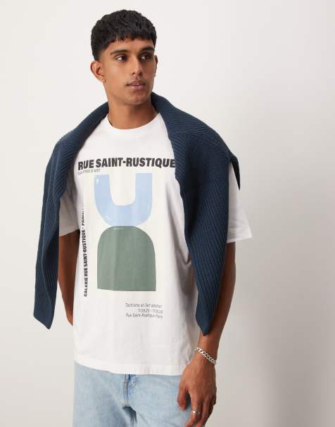 ASOS DESIGN - T-shirt oversize bianca con stampa di arte astratta sul davanti - view 1