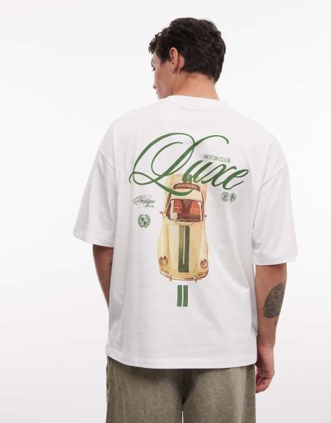 ASOS DESIGN - T-shirt oversize bianca con stampa di automobile di lusso - view 1