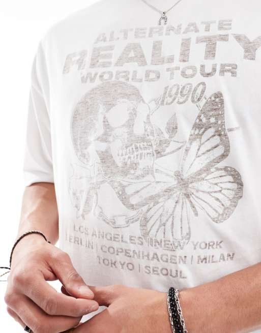 ASOS DESIGN - T-shirt oversize bianca con stampa di band sul davanti, 2 di 4