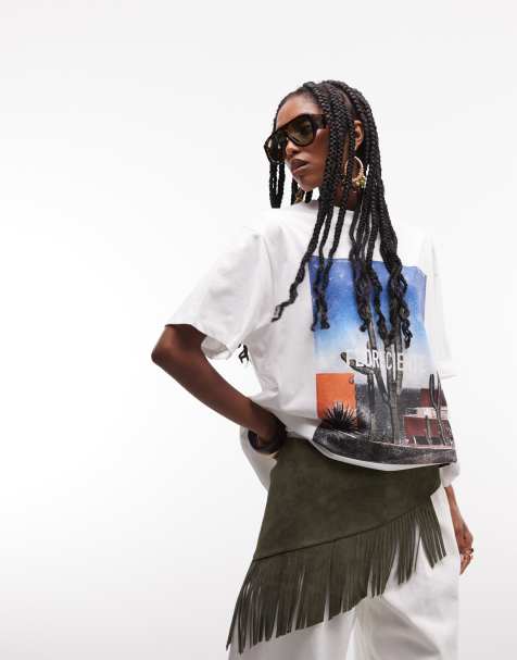 ASOS DESIGN - T-shirt oversize bianca con stampa di cactus - view 1